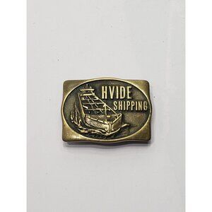 Vintage Anacortes Brass Works LTD 1982 Hvide Shipping Solid Brass Belt Buckle